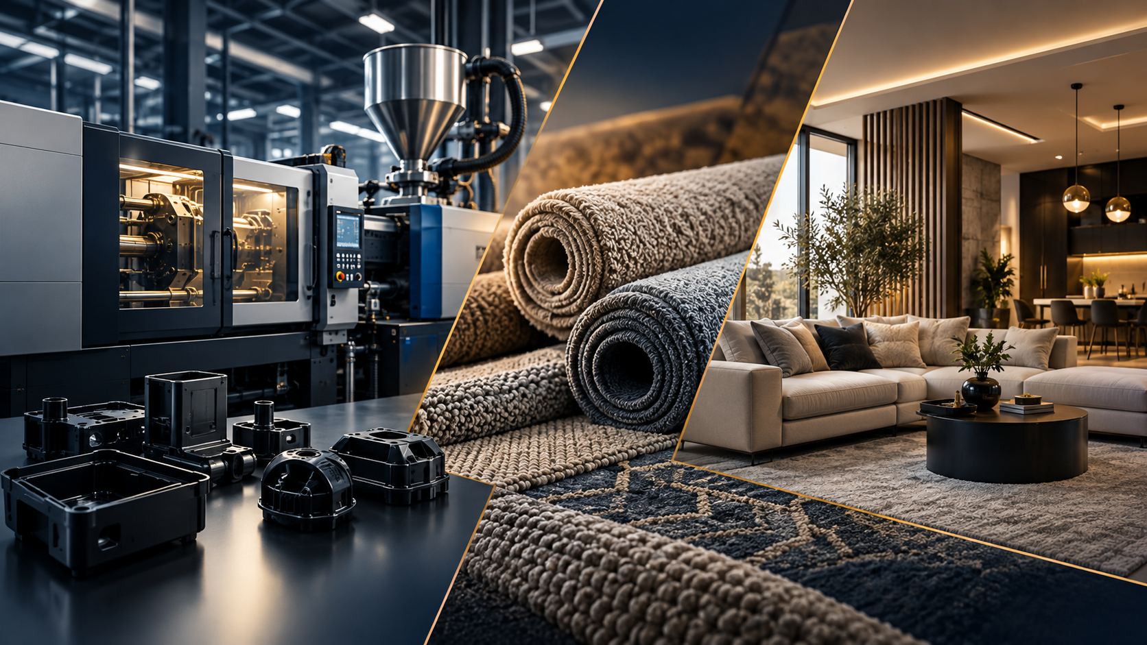 Fröccsöntés, textil- és szőnyeggyártás és modern lakásbelső